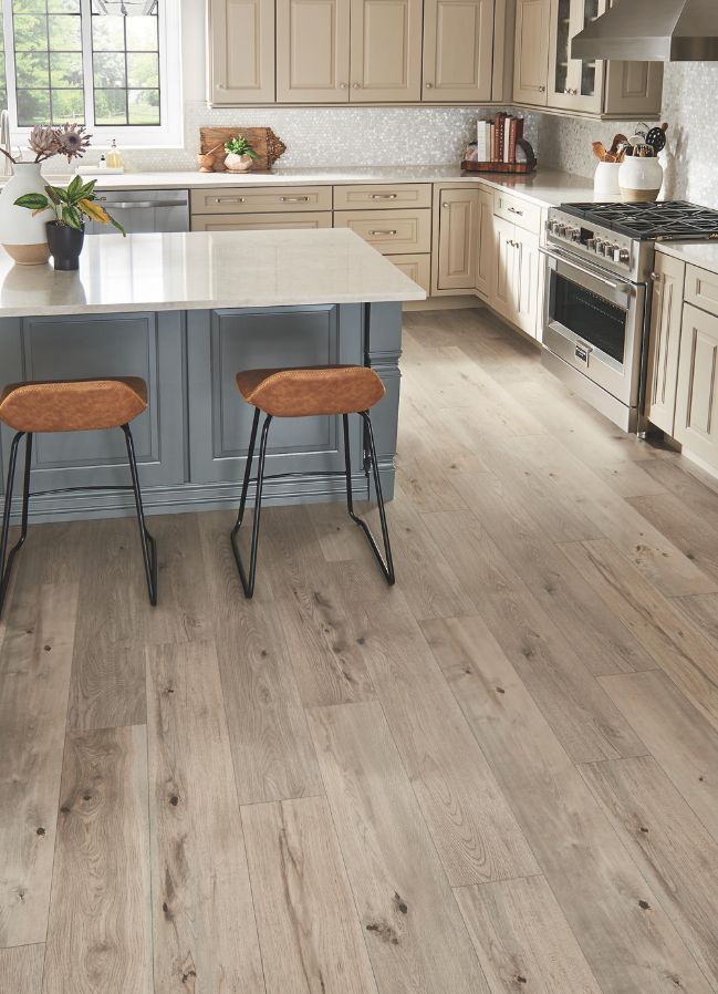 wood look laminate flooring in a charming kitchen